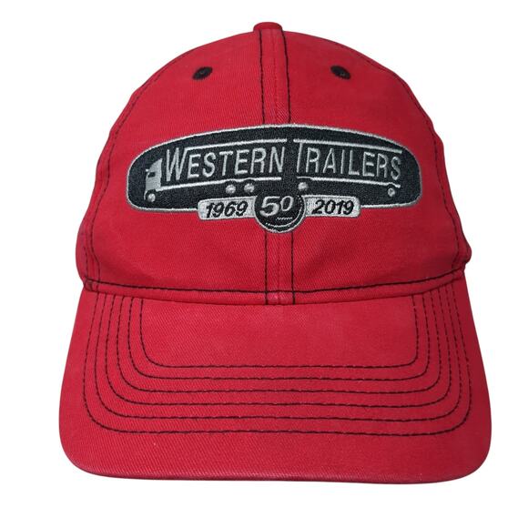 Western Trailers 1969-2019 Strapback Baseball Cap Red OS Adjustable Embroidered - Picture 1 of 8